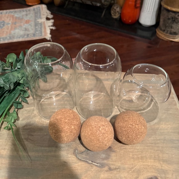 3 Glass Food Storage Jars with Ball Cork Lid, Bamboo Glass Containers - Picture 5 of 5